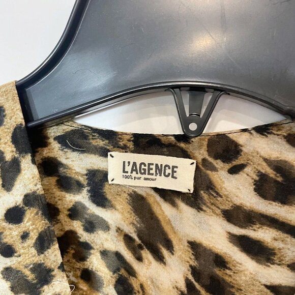 L'AGENCE Womens Sleeveless Leopard Print Sheath Dress Brown Sz 0 V-Neck Formal - Picture 3 of 9